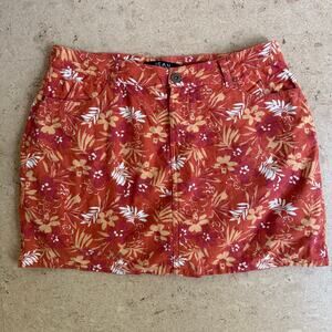 Y2K Vintage Beau Dawson Orange Hawaiian Linen Mini Skort Size 16 Women's